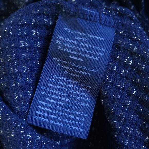 Tommy Hilfiger Sweater Top Womens Small Navy Blue Waffle Thermal Knit Round Neck - Picture 8 of 11